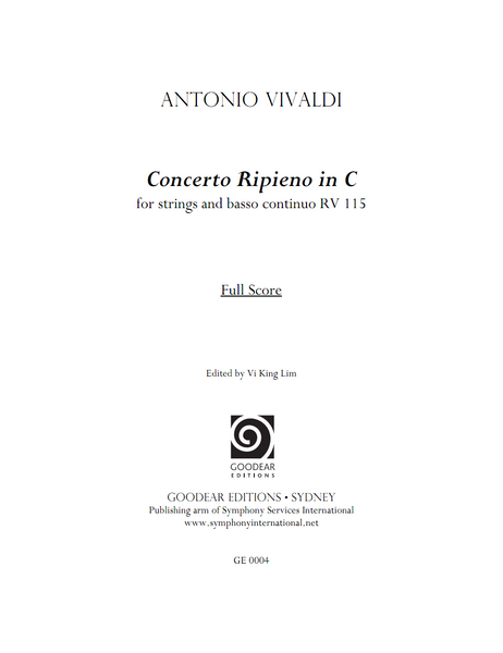 VIVALDI, A. - Concerto Ripieno in C major RV 115 (digital edition)