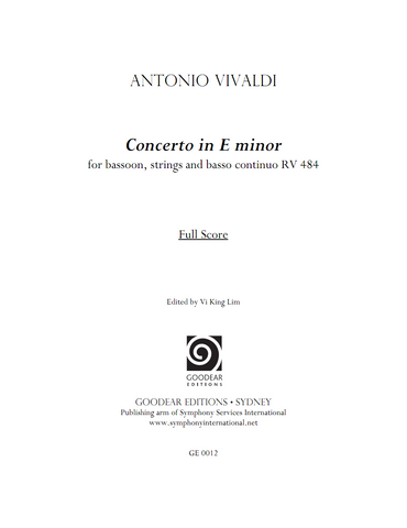 VIVALDI, A. - Concerto in E minor RV 484 (digital edition)
