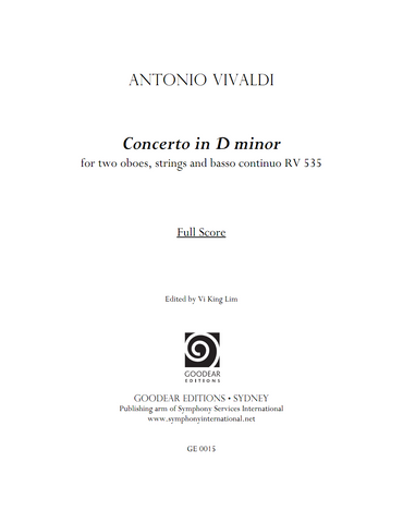 VIVALDI, A. - Concerto in D minor RV 535 (digital edition)