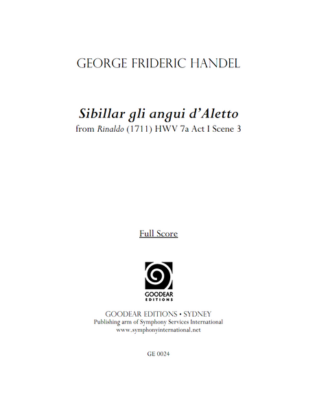 HANDEL, G. - Rinaldo: Sibillar gli angui d'Aletto (digital edition)
