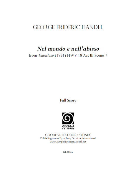 HANDEL, G. - Tamerlano: Nel mondo e nell'abisso (digital edition)
