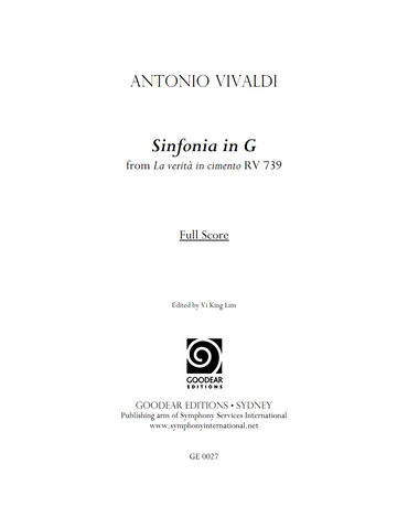 VIVALDI, A. - La verità in cimento: Sinfonia (digital edition)