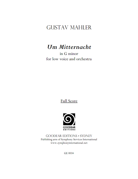 MAHLER, G. - Um Mitternacht (G minor) (digital edition)