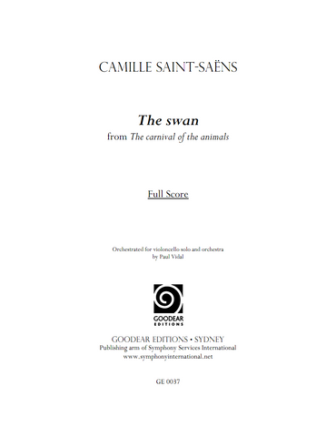 SAINT-SAËNS, C. orch. VIDAL, P. - The Swan (digital edition)