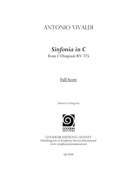 VIVALDI, A. - L'Olimpiade: Sinfonia (digital edition)