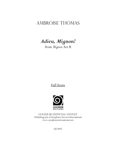 THOMAS, A. - Mignon: Adieu, Mignon! (digital edition)