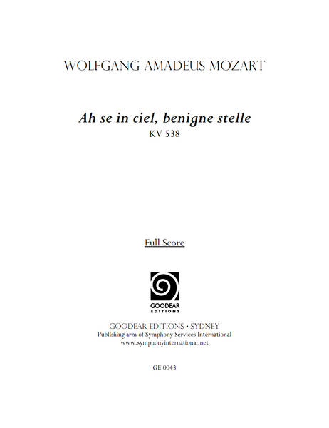 MOZART, W. - Ah se in ciel, benigne stelle (digital edition)