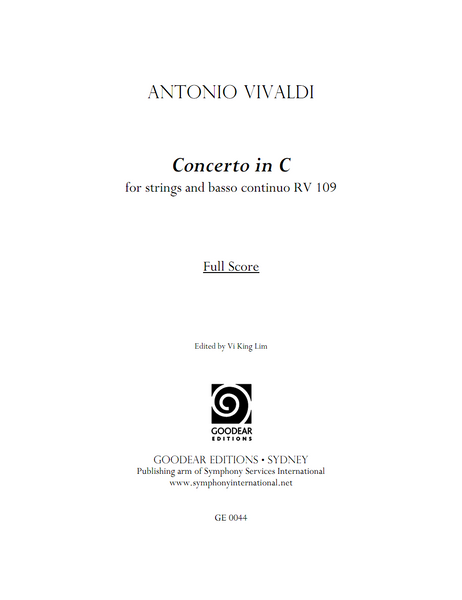 VIVALDI, A. - Concerto Ripieno in C major RV 109 (digital edition)