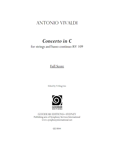 VIVALDI, A. - Concerto Ripieno in C major RV 109 (digital edition)
