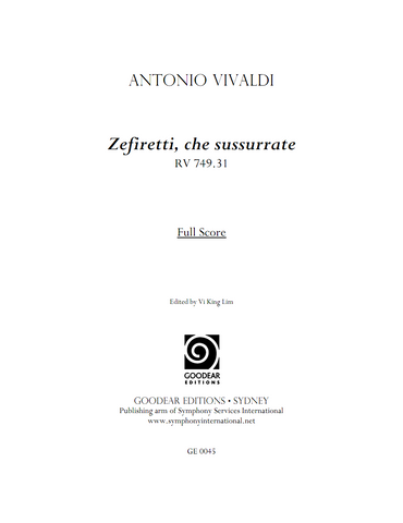 VIVALDI, A. - Zefiretti, che sussurrate (digital edition)