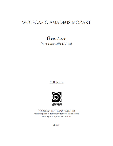 MOZART, W. - Lucio Silla: Overture (digital edition)