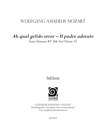 MOZART, W. - Idomeneo: Ah qual gelido orror - Il padre adorato (digital edition)