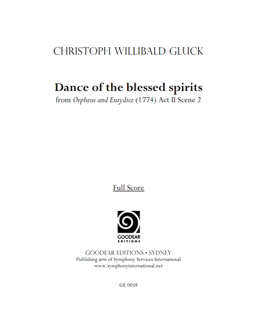 GLUCK, C. - Orpheus and Eurydice: Dance of the Blessed Spirits (digital edition)