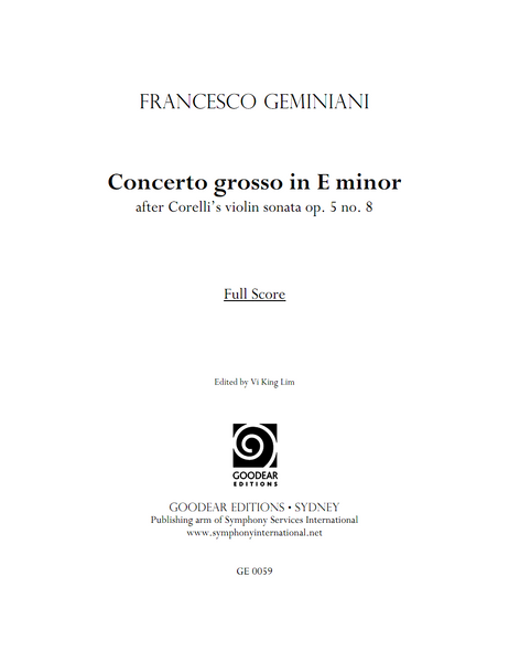 GEMINIANI, F. - Concerto Grosso in E minor (digital edition)