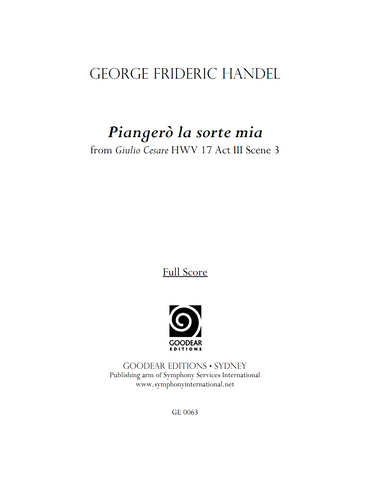 HANDEL, G. - Giulio Cesare: Piangerò la sorte mia (digital edition)