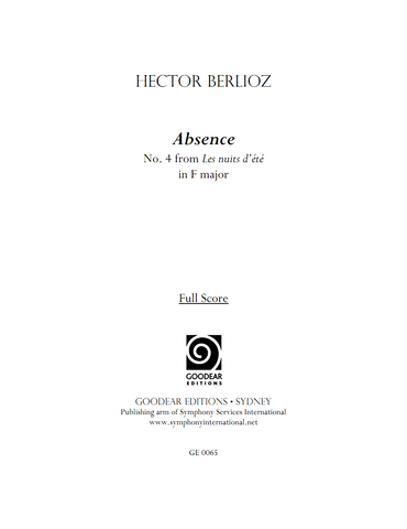 BERLIOZ, H. - Absence (in F) (digital edition)
