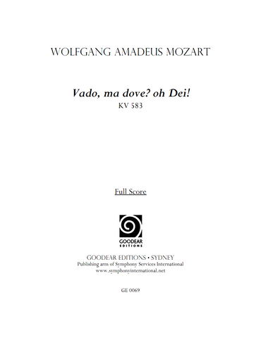 MOZART, W. - Vado, ma dove? oh Dei! (digital edition)