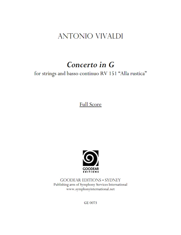 VIVALDI, A. - Concerto Ripieno in G major RV 151 (digital edition)
