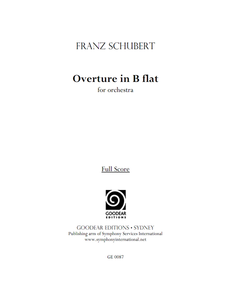SCHUBERT Overture in B flat (digital edition)