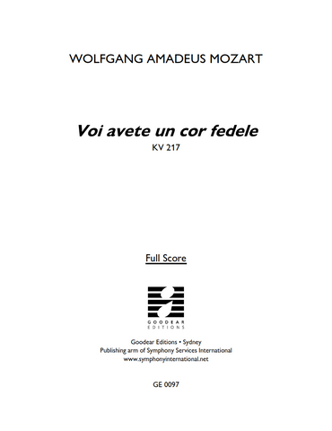 MOZART, W. - Voi avete un cor fedele (digital edition)